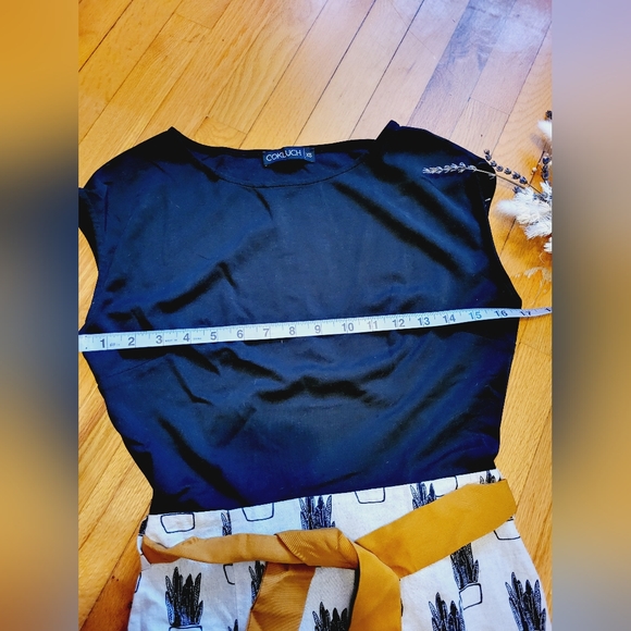 Cokluch Onzuka Straight Black, Cream Printed Sustainable Midi Dress, XS. HP! - Picture 11 of 13